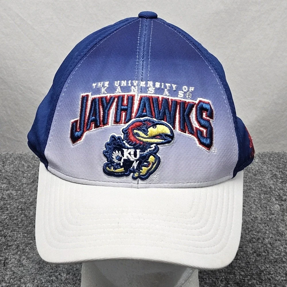 Kansas Jayhawks Hat Adidas Mens L XL Blue White NCAA Gear Cap Fanwear Lawrence